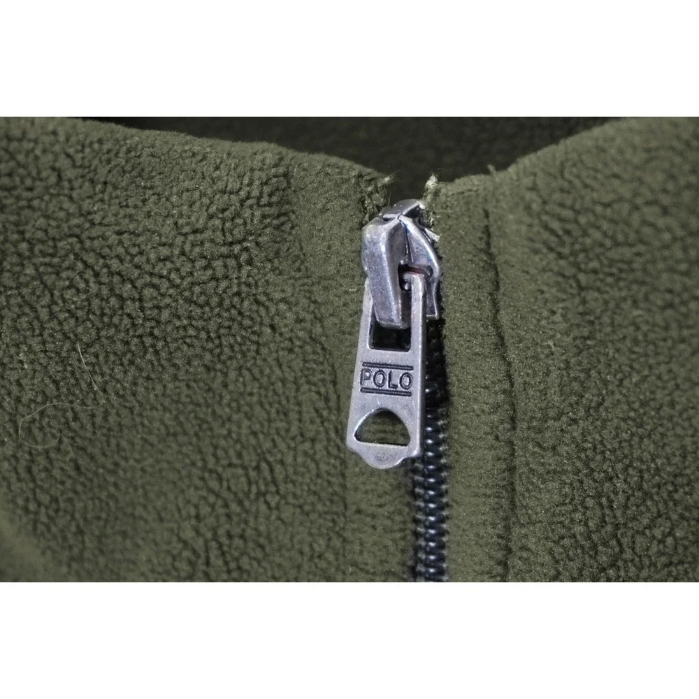 VTG 90s Polo Sport Ralph Lauren Green PolarTec Quarter Zip Fleece Men's Large - Picture 5 of 8